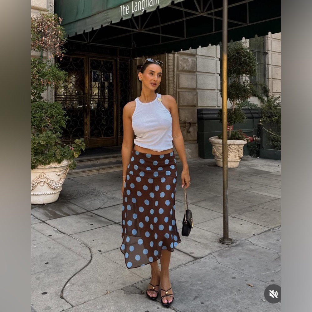 Zara Brown and Blue Asymmetrical Skirt